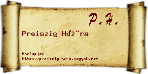 Preiszig Héra névjegykártya